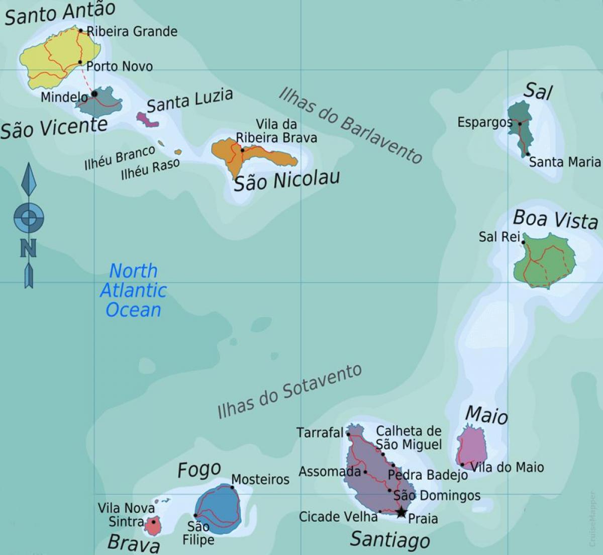 mapa de boa vista, Cabo Verde