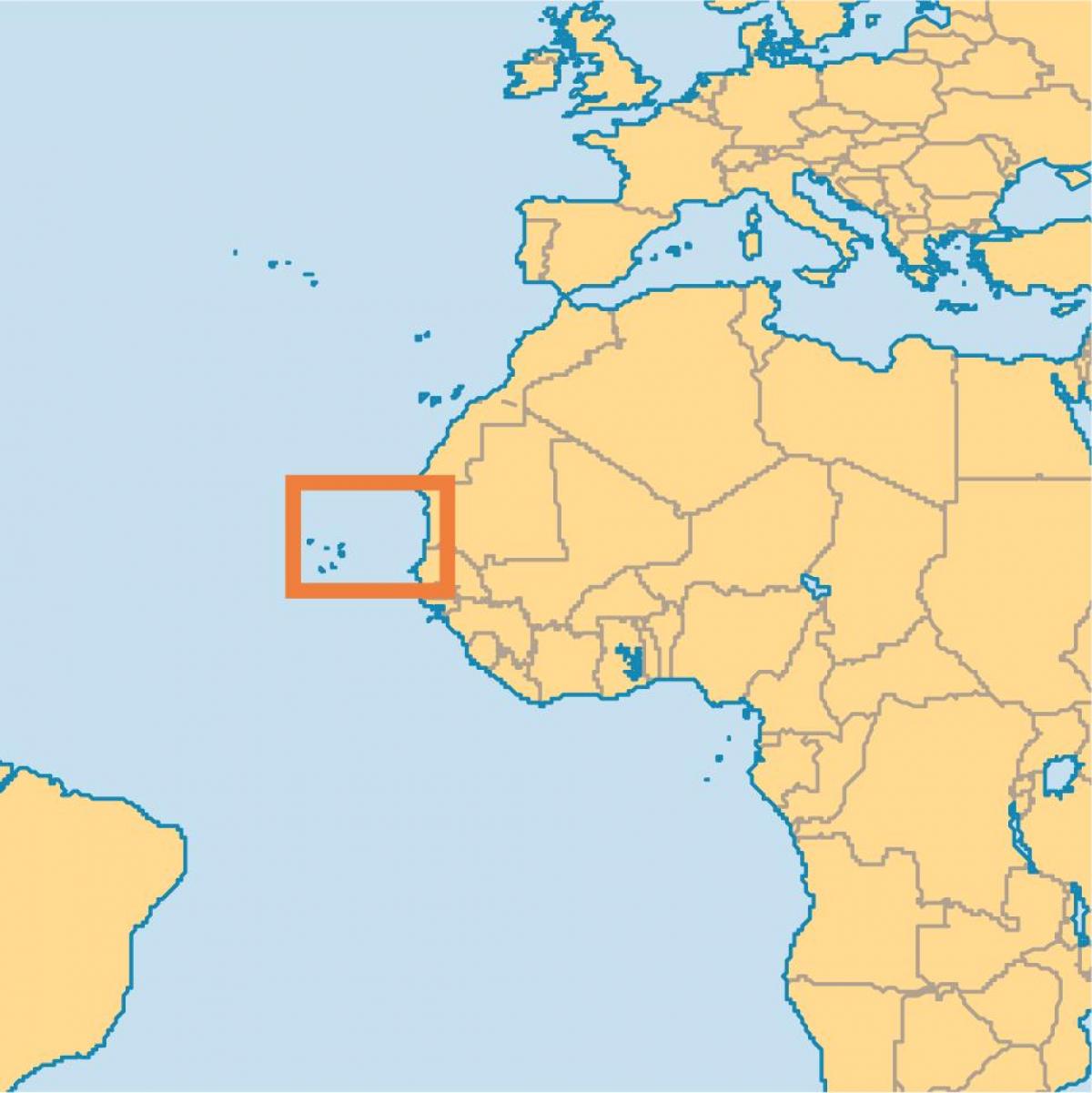 mostrar Cabo Verde en el mapa del mundo
